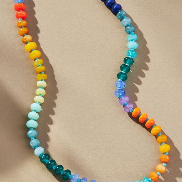 Anthro Rainbow Stone Necklace in Dark Denim - Picture 2 of 7